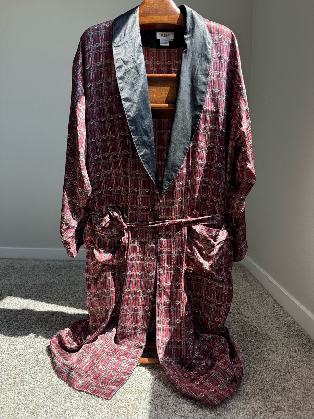 Vintage RBM 100% Silk 90s Lounge Robe Smoking Jacket L-XL